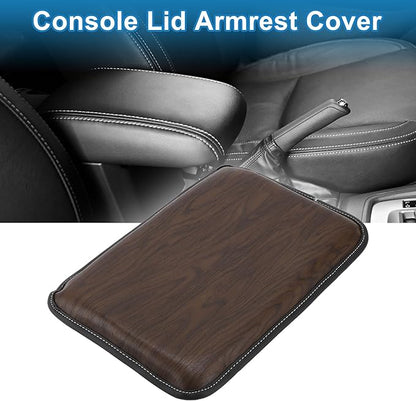 Car Armrest Cushion Pad Non-slip 11.81" x 8.27" Faux Leather Brown Center Console Lid