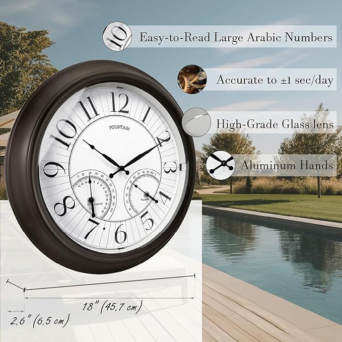 FOUNTAIN DESIGNS 18 Inch Illuminated in/Outdoor Clock
