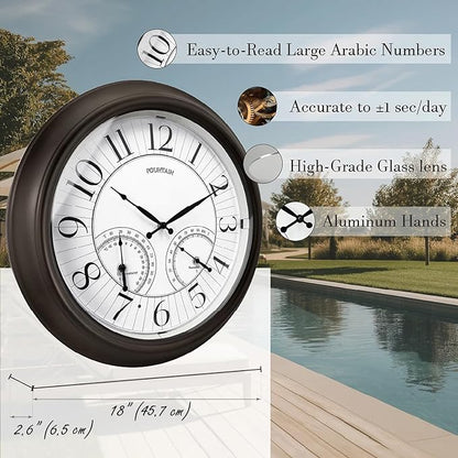 FOUNTAIN DESIGNS 18 Inch Illuminated in/Outdoor Clock