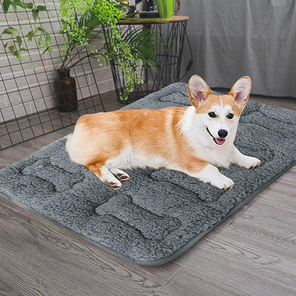Dog Bed Crate Mat(30" X 19") 2 Pack, Soft Plush Dog Bed Pad Machine Washable Crate Pad, Grey