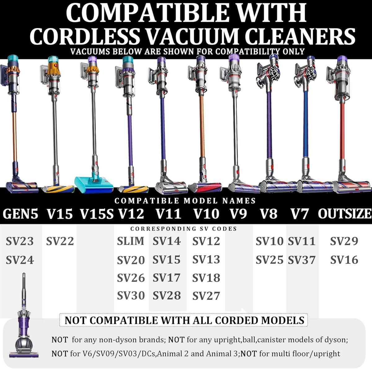 Attachment Kit for Dyson Gen5 V15 V15s V12 V11 V10 V9 V7 V8 Detect Cyclone Torque Drive Absolute Animal Cordless Vacuum Cleaner,Home and Car Cleaning Brush Acccessories