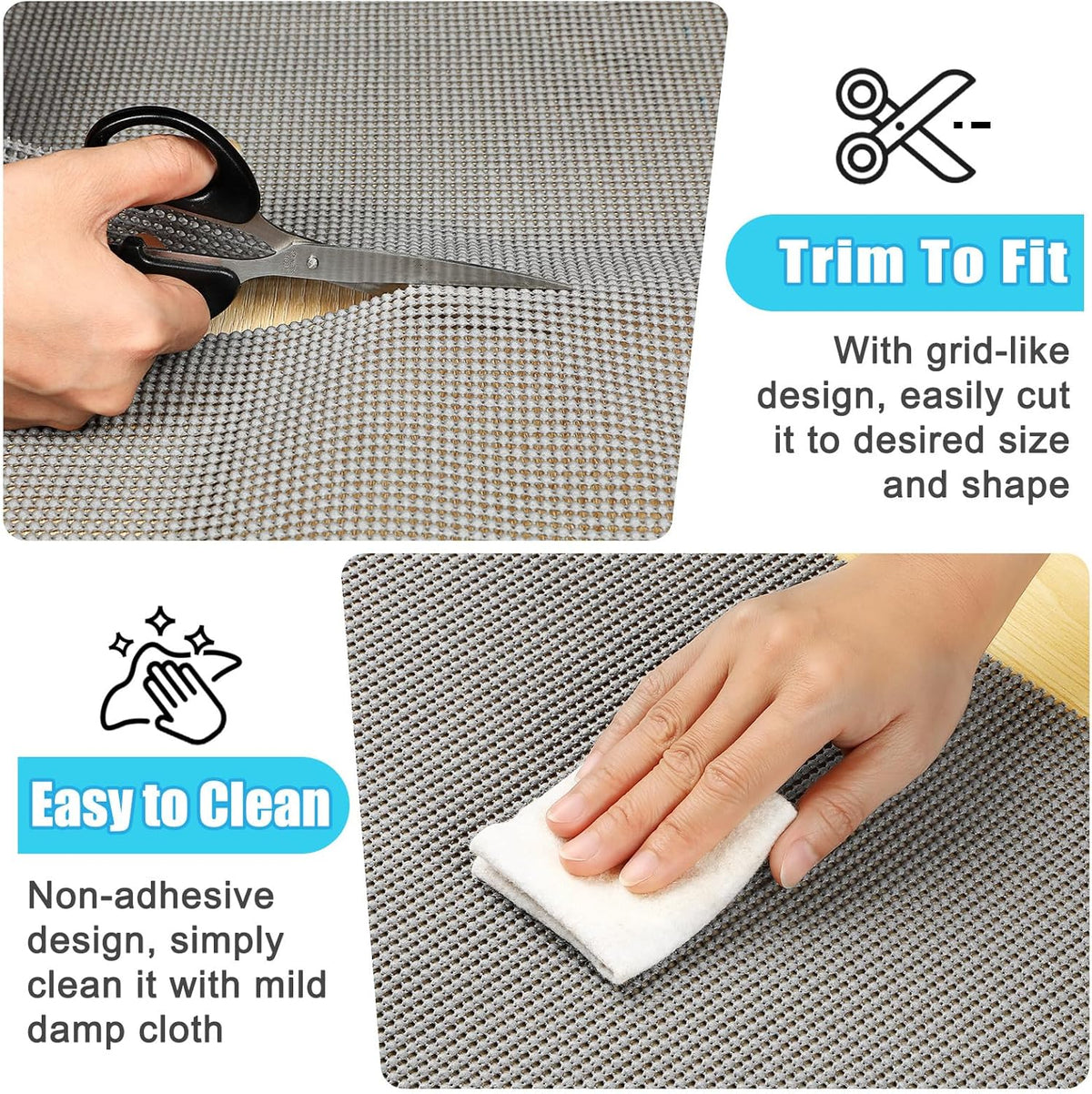 Songrey Non-Adhesive Drawer and Shelf Liner, Non Slip Cabinet Liners, Protect Kitchen Cupboard, Bathroom Drawers, Breathable, Thick Strong Grip mat (20IN x 20FT, Light Gray)