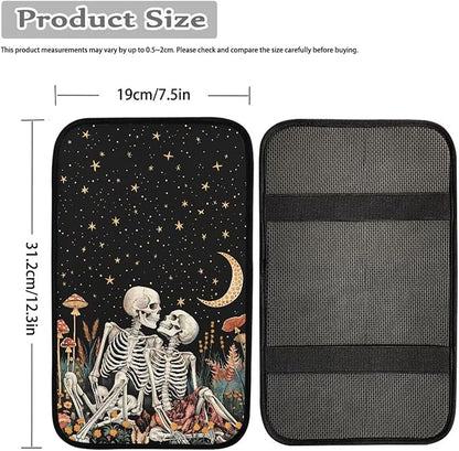 Suobstales Skull Mushroom Moon Star Print Car Armrest Pad Soft Center Console Arm Rest Protector Cover Universal Car Interior Accessories Decoration