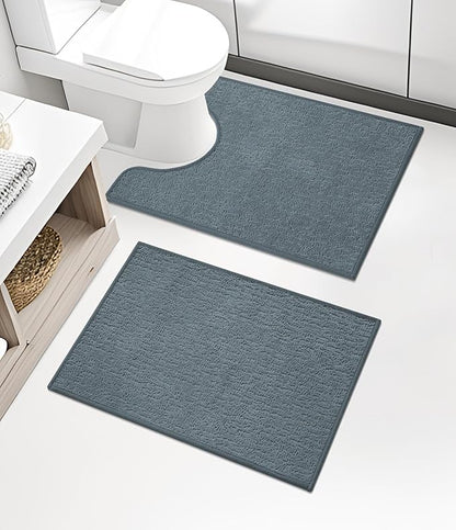 chakme Bathroom Rug Sets 2 Piece, Ultra Thin Bath Mat Quick Dry Bath Mat Set, Absorbent Bath Mat for Bathroom Non Slip Machine Washable, (Light Blue, 2 Piece)