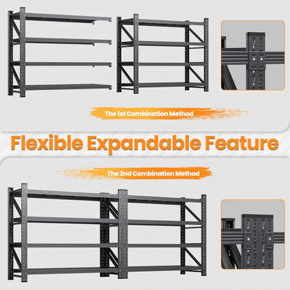 40”W Metal Storage Shelves, 20” Deep Heavy Duty Garage Shelving Units, 4 Tier Storage rack shelf, Steel Tall Industrial Shelving , Adjustable Standing Shelf for Warehouse / Shop 40"W x 20"D x 60"H