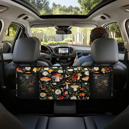 Mushroom Daisy Car Trunk Organizer and Storage, Large Capacity Backseat Hanging Storage with 4 Storage Bag Car Accessories, Backseat Car Organizer Universal for Cars, Truck, vans