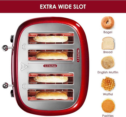Roter Mond 4 Slice Toaster Retro Stainless Steel