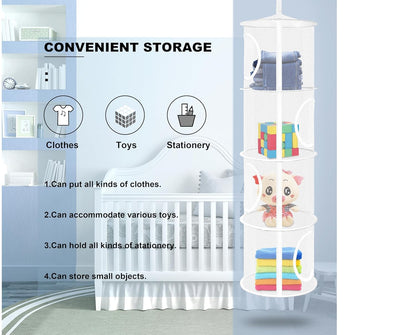 Libeder Mesh Hanging Storage Space Saver Bags Organizer,Foldable Storage Organizer 4 Compartments Toy Storage Basket for Kids Room Bathroom 2 Sets, White