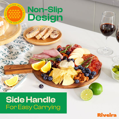 Riveira Acacia Wood Cutting Board – Gourmet Acacia Grandeur: 17 x 12 Wooden Cutting Board – Natural Wooden Cutting Boards For Kitchen Decorative – Innovative Juice Grooves Acacia Wooden Chopping Board