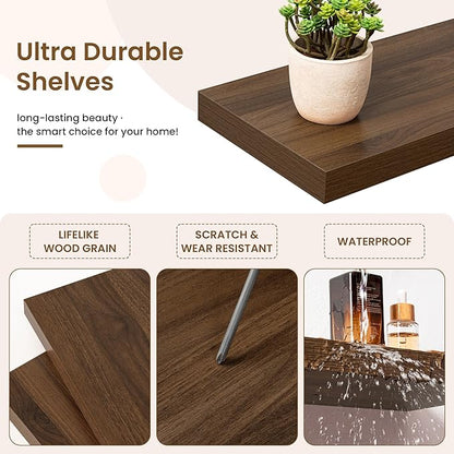 32in Floating Shelves for Wall, 2 Pack Long Wall Mounted Engineered Wood Shelves