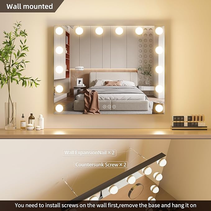 Vanity Mirror with Lights Lighted Makeup Mirror with Dimmable LED Bulbs