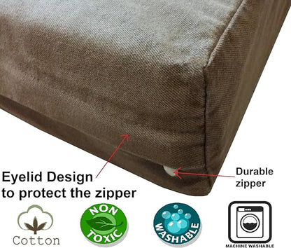 Dogbed4less Extra Large Orthopedic Memory Foam Dog Bed for Large Dogs with Durable Waterproof Internal Case, Removable Washable Denim Cover and Bonus Pet Bed Cover, 47X29X4 Fits 48X30 Dog Crate, Brown