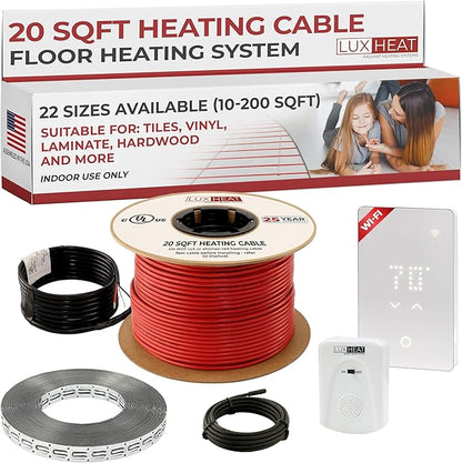 LuxHeat 20sqft Floor Heating Cable Kit - 120v In Floor Heating System -