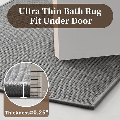 MontVoo Bathroom Runner Rug-Ultra Thin Non Slip Bath Mat Runner for Bathroom Mat Quick Dry, Rubber Backing Washable Runner Bathroom Rugs Fit Under Door, Absorbent Bath Rug,24"x47",Grey