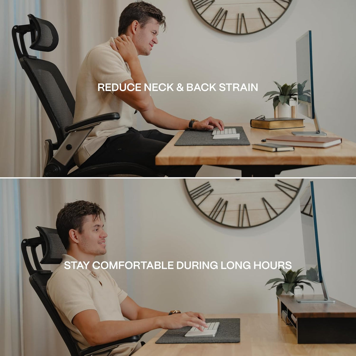 Solid Wood Dual Monitor Stand Riser – 43" Walnut Desk Shelf for 2 Monitors with Tray & Wool Felt, Organizer for Desktop, Laptop and Office (Solid Walnut)