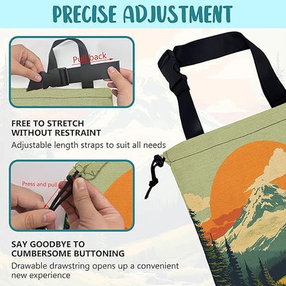 Car Garbage Bag Retro Orange Sun Mountain Hanging Canvas Car Trash Bag Drawstring Car Back Seat Organizer for Car Back Front Seat Console with Adjustable Buckle