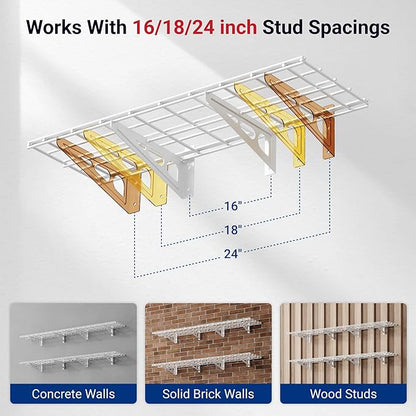 FLEXIMOUNTS 12-inch-by-72-inch Wall Shelf Garage Storage Rack Wall Mounted