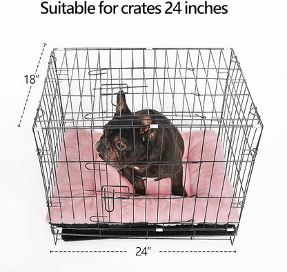 Puppy Crate Beds for Small Dogs and Cats Ultra Soft 24x18 Dog Bed for Crate Washable Cute Kennel Pad Cushion Anti-Slip for Pet Cozy Sleeping Mat 24 Inch,Pink