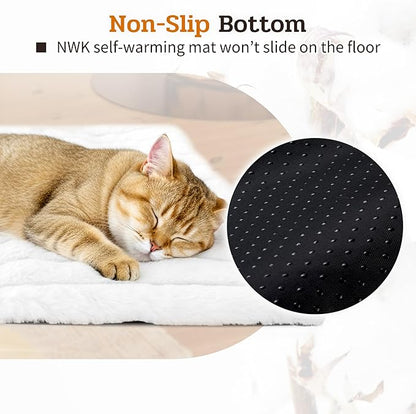 NWK Pack of 4 Fluffy Self Warming Cat Mat, Cat Blanket, Thermal Dog Mat, Washable, Non-Slip Bottom for Sofa & Crate & Kennel & Car Seat (Creamy White, X-Large (43.5'' X 27.5'' X 0.7''))