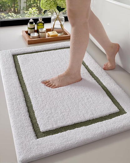 Color&Geometry Bathroom Rugs, Water Absorbent and Quick Dry Microfiber Bath Rugs-17"x30", Non-Slip, Machine Washable, Extra Soft Plush Bath Mats for Bathroom, Laundry Room, Shower and Tub