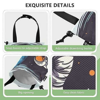 ALAZA Hanging Car Trash Bags Garbage Bag Trash Can for Back Seat Small Astronaut Cartoon 4 Washable Storage Bag Retractable 2 Pack