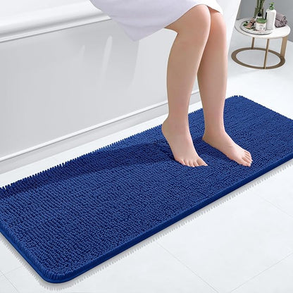 OLANLY Bathroom Rugs 47x17, Extra Soft Absorbent Chenille Bath Rugs, Rubber Backing Quick Dry, Machine Washable Bath Mats for Bathroom Floor, Tub and Shower, Home Decor Accessories, Royal Blue