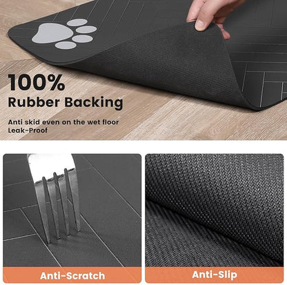 Pet Feeding Mat-Absorbent Pet Placemat for Food and Water Bowl, with Waterproof Rubber Backing, Quick Dry Water Dispenser Mat for Dog and Cat (24"x16", Blue)