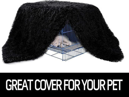 LOCHAS Luxury Fluffy Dog Blanket, Extra Soft and Warm Sherpa Fleece Pet Blankets for Dogs Cats, Plush Furry Faux Fur Puppy Throw Cover, 30''x40'' Black