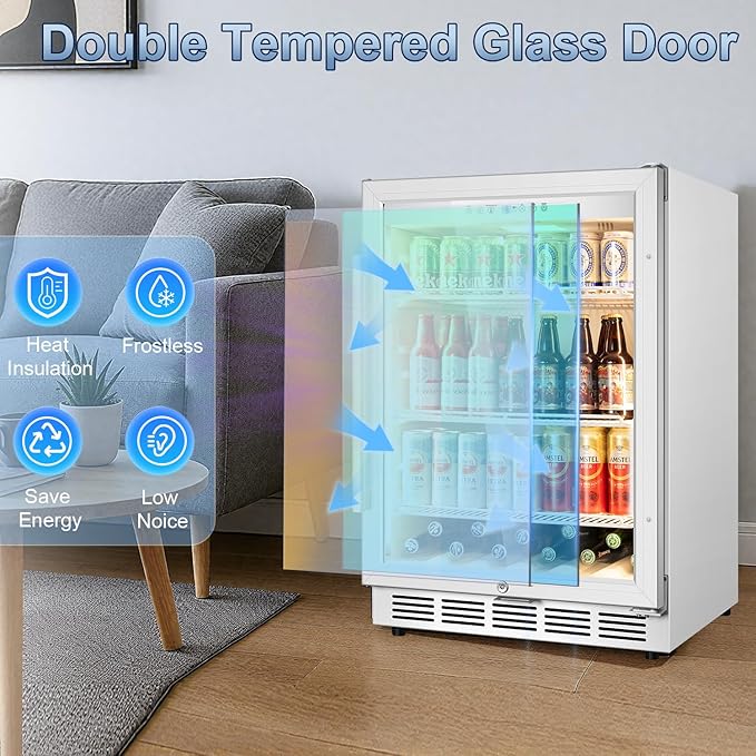Beverage Refrigerator, 4.9 Cubic Feet Undercounter/Freestanding 24 Inch