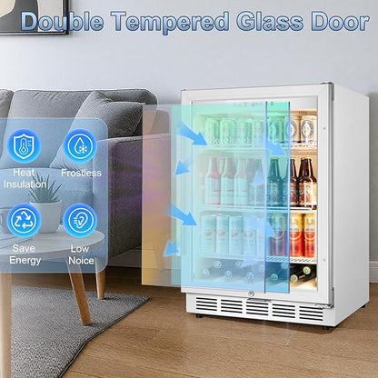 Beverage Refrigerator, 4.9 Cubic Feet Undercounter/Freestanding 24 Inch