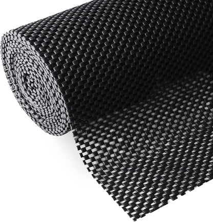 Shelf Liner, Non-Adhesive Roll Drawer Liners 12 Inches x 20 Feet for Drawers, Non Slip Grip Durable Strong Clean, for Cabinets, Kitchen, Storage, Desks, Kitchenware, Tableware, Black