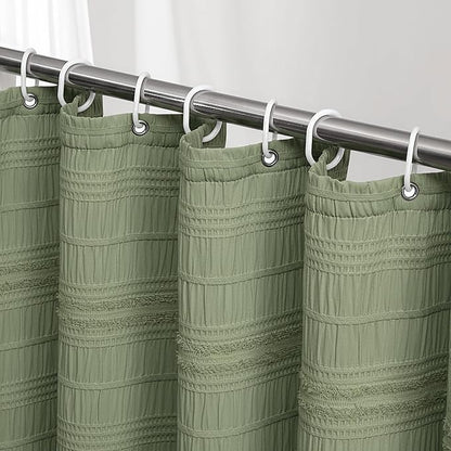 Siiluminisoy Sage Green Shower Curtain Farmhouse Shower Curtain for Bathroom Rustic Striped Fabric Shower Curtains 72 x 72