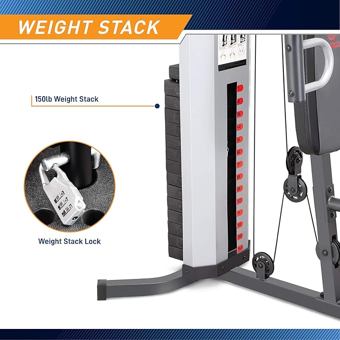 Marcy MWM-988 Multifunction Steel Home Gym 150lb Weight Stack Machine