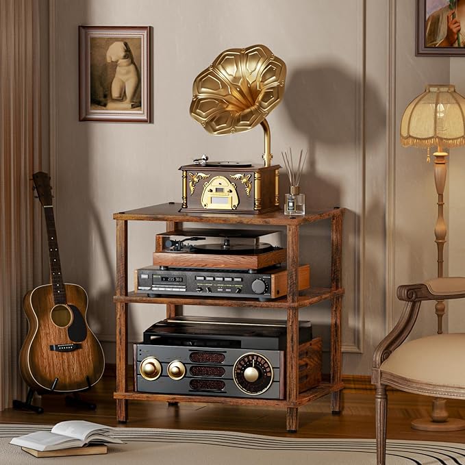 3-Tier AV Media Player Stand, Modern Stereo Cabine, Game Console Shelf