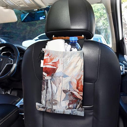 ALAZA Hanging Car Trash Bags Garbage Bag Trash Can for Back Seat Small Rose Grunge 1 Washable Storage Bag Retractable 2 Pack