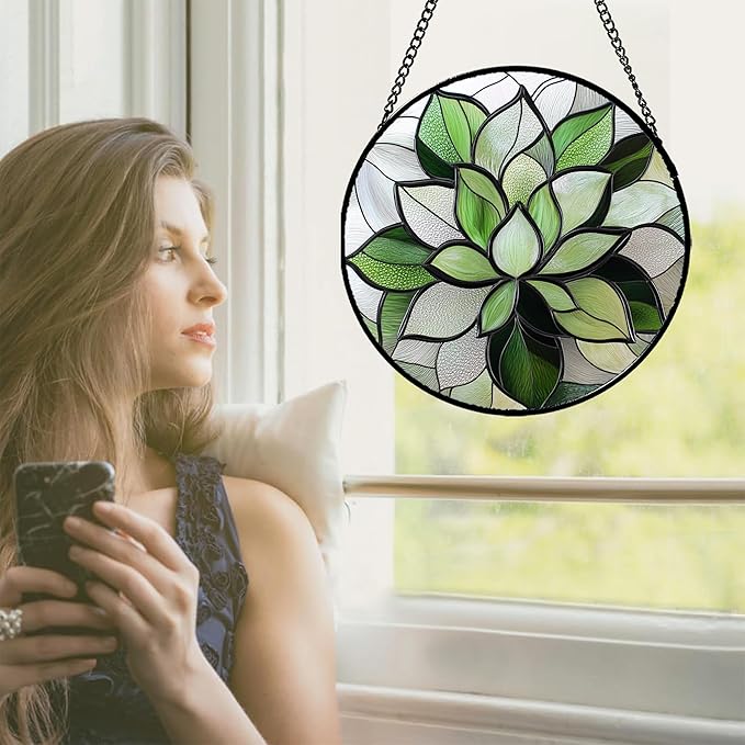 CRISGIF Stained Glass Window Hanging