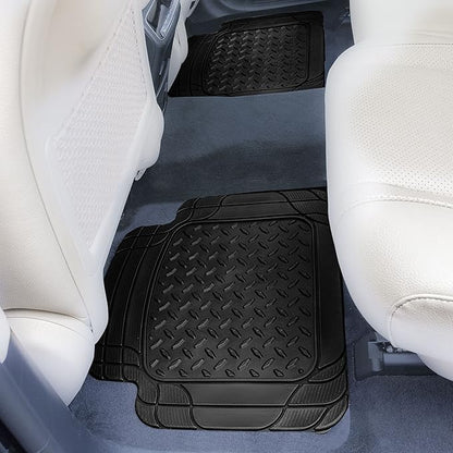 FH Group Automotive Floor Mats - Heavy-Duty Footprint Design Rubber Floor Mats for Cars, Universal Fit Full Set, Climaproof Floor Mats, Trimmable Floor Mats for Most Sedan, SUV, Truck Floor Mats Gray
