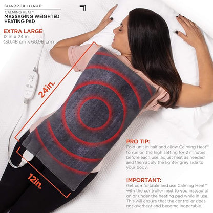 Calming Heat Massaging Vibrations Weighted Heating Pad by Sharper Image |