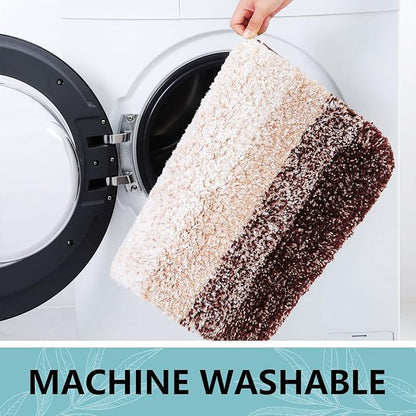 Arotive Microfiber Bathroom Rugs, Shaggy Soft and Absorbent Bath Rug, Non-Slip, Thick Plush Machine Washable Dry Bath Mats for Bathroom, Tub and Shower, 59x24, Brown, Rectangular