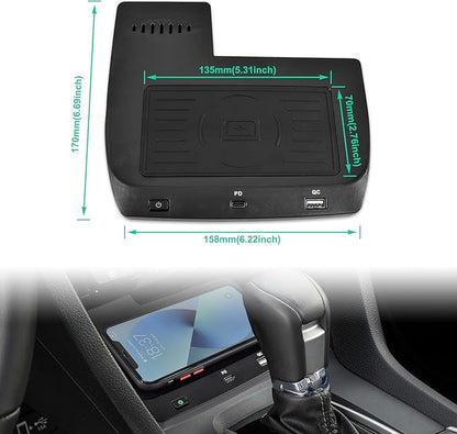 KEWISAUTO Car Wireless Charger for 2016-2021 Honda Civic, Center Console Charging Panel USB-A USB-C Fast Phone Charger Pad for Honda Civic 2016 2017 2018 2019 2020 2021 Accessories
