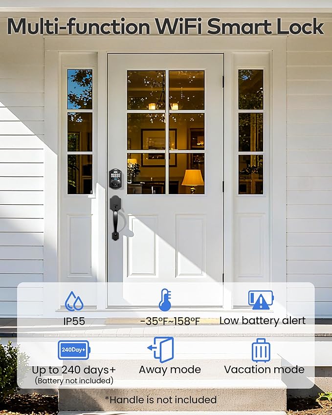 TEEHO TE012W WiFi Smart Lock, Fingerprint Door Lock