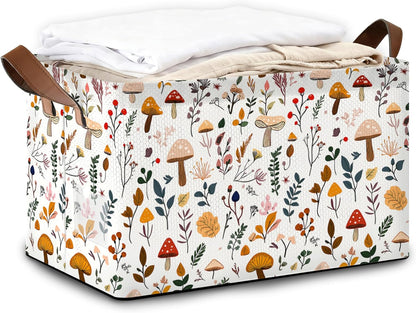 Decorative 32L Mushroom Storage Bins with Handles, Organization and Storage, Cube Storage Organizer for Hamper, Nursery