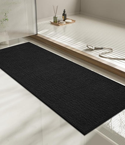 chakme Bathroom Rugs Mat 59x17, Ultra Thin Non Slip Bath Mat Quick Dry Absorbent Bath Mat for Bathroom Floor, (Black, 59"x17")