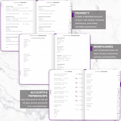 Clever Fox Large End of Life Planner – Guided Final Arrangements Organizer Notebook for Instructions, Beneficiary Info, Will Preparation, Last Wishes & Funeral Planning – 8.5" x 11" (Purple)