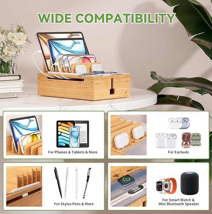 Pezin & Hulin Bamboo Charging Station, Electronic Devices Organizer