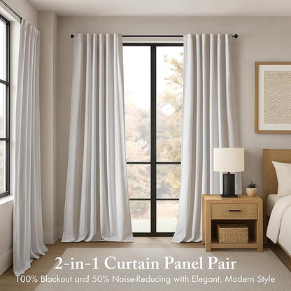 Madison Park Karien 100% Blackout Curtains 52x84 – White, 2-Layer Noise