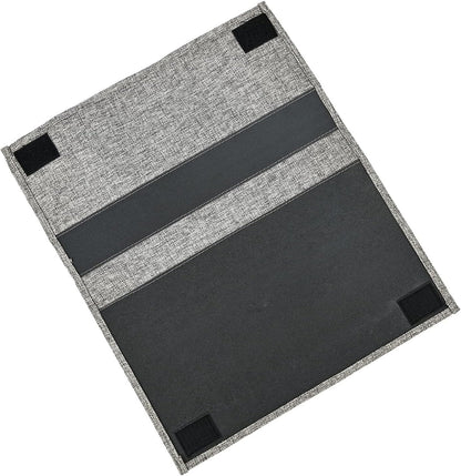 Linen 6 Pockets Bedside Caddy, Bedside Storage Organizer for Magazine, Remotes, Phone (Grey)