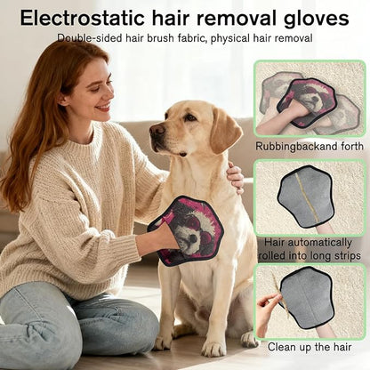 Hanxuanyifan Cool Dog Pet Hair Removal Glove for Dogs & Cats,2 PCS Newly Upgraded Reusable Electrostatic Pet Hair Gloves,Dog Hair Remover Tool for Clothing,Couch,Carpet,Car Seat