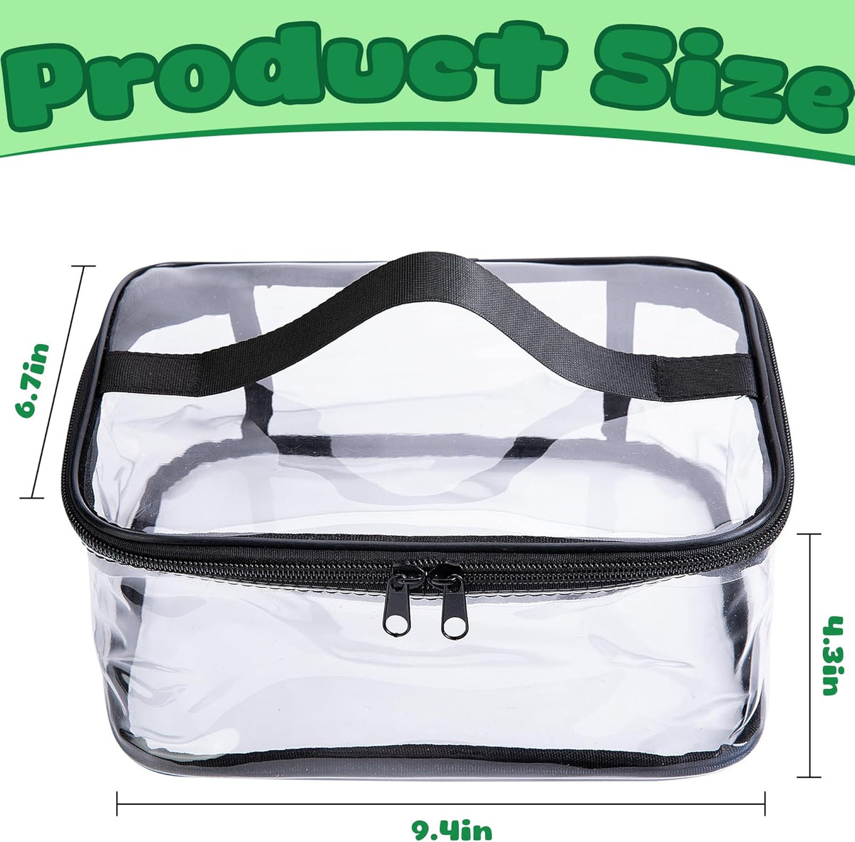 4 Packs Clear Toy Storage Bags- 9.4 x 6.7 x 4.3 Inch Transparent PVC Toy Organizing Bags with Zipper- Waterproof Toy Storage Organizer Pouch for Building Blocks, Small Toys (Black)