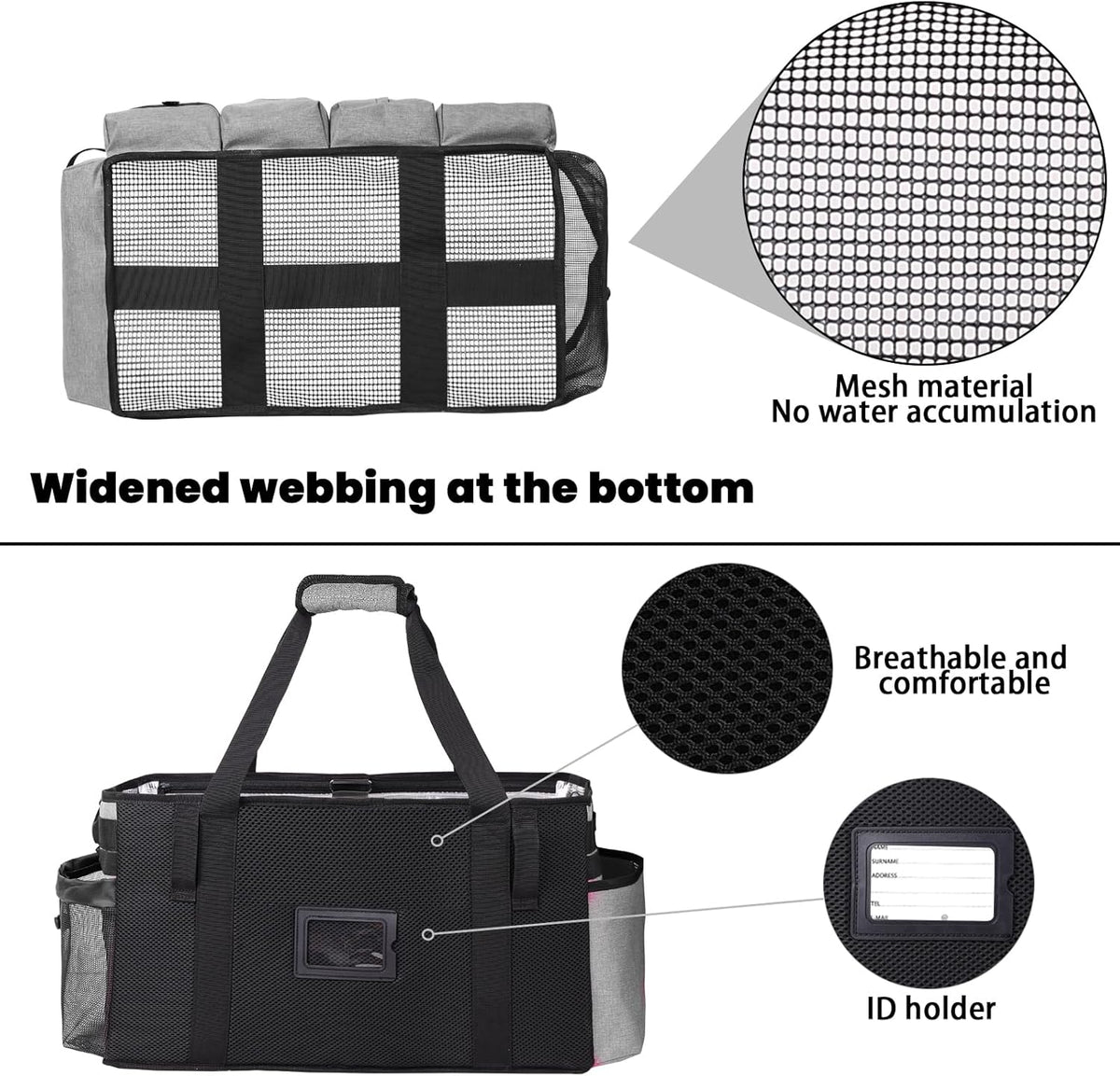 Extra large Cleaning Caddy Bag Built-in Sturdy Support Board, Cleaning Organizer with Detachable Divider, Cleaning Supply Tote with Adjustable Shoulder Strap (Grey, 19'' x 11'' x 11'')